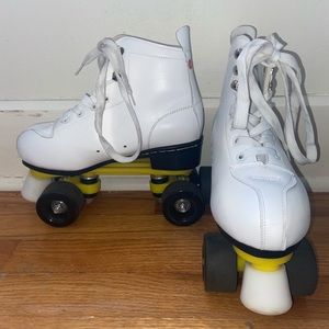 White High-Top Quad Roller-skates